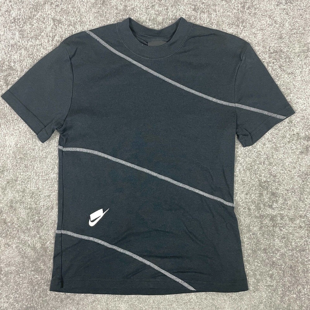 Nike Sportswear Shirt Youth Medium Black NSW Cotton Logo Stitched Short Sleeve